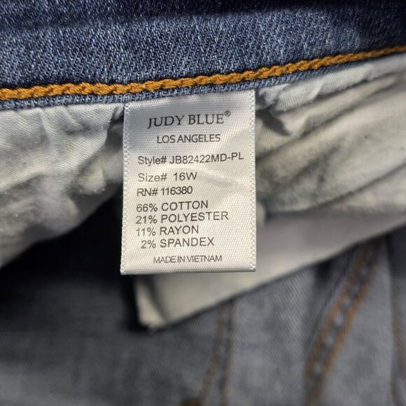 Judy Blue Jeans Women 16W Blue Raw Hem Ankle Straight Stretch Denim Punk Boho - Picture 9 of 9